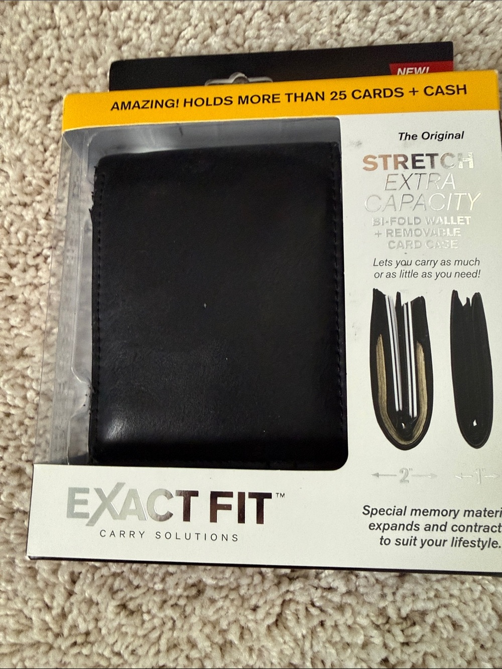 Black Stretch Extra Capacity Bi-Fold Wallet with Removable Card Case